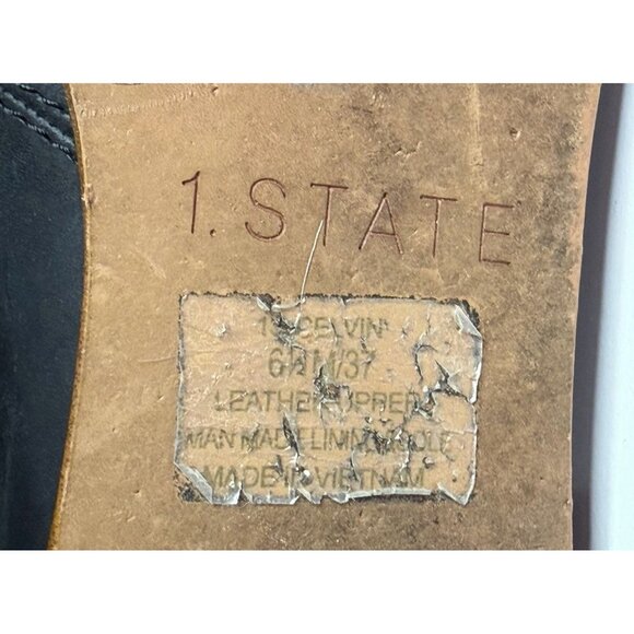 1.State Sandals Women’s Size 6.5 Black Celvin Leather D'Orsay Flat Open Toe - Picture 8 of 8